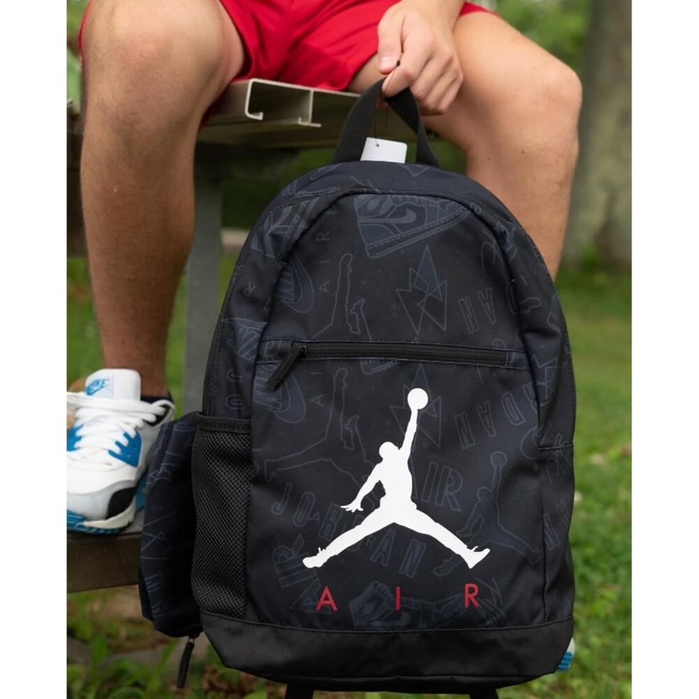 Jordan Black Backpack with Logo Print Pattern matching Pencil Case Included - Picture 8 of 8